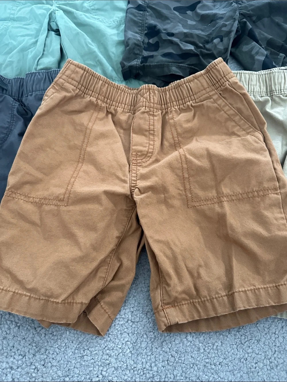 Kids Elastic-Waist Cargo Shorts - Brown, Green, Camo, Khaki, Gray